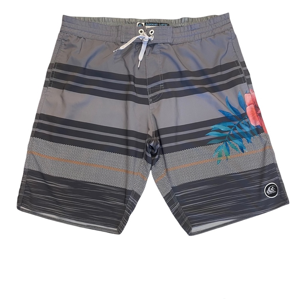 Wave Life Gray Swim Shorts Trunks with  Built in Briefs Size 36